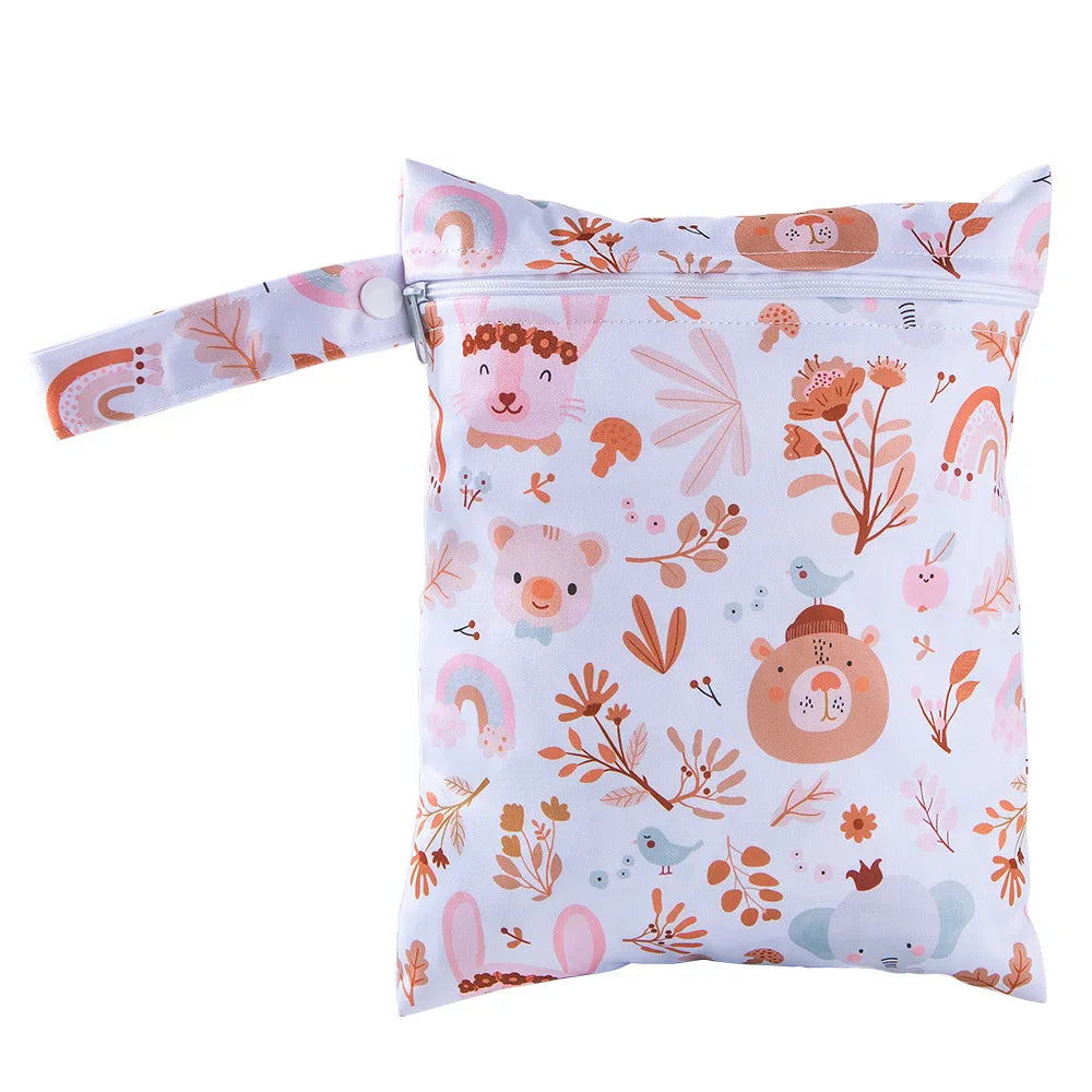 Waterproof PUL Wet/Dry Diaper Bag 20 x 25 cm (7.9 x 9.8 in) Travel Stroller Mini Handbag with Zipper