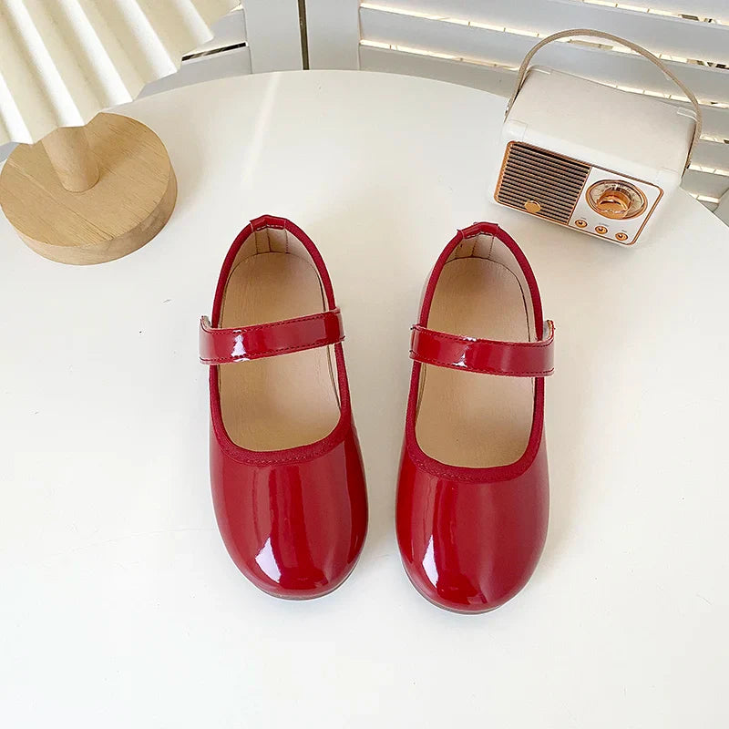 Girls Princess Patent Leather Flats – Soft Flexible Anti-Slip Casual Shoes, EU 27–36
