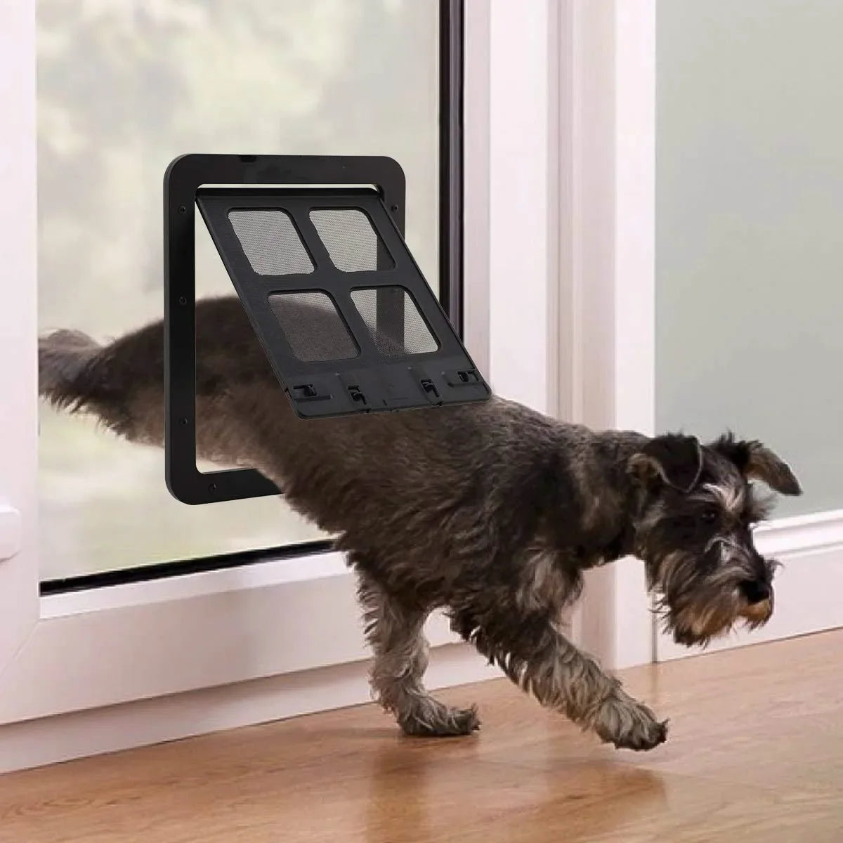 Magnetic Lockable Pet Screen Door for Cats & Small/Medium Dogs — Window/Gate Mount, L 24×29 cm (9.4×11.4 in) & XL 37×42 cm (14.6×16.5 in), Easy Install