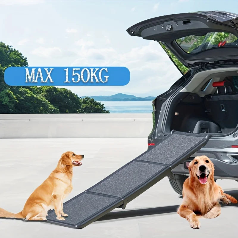 Foldable Pet Ramp for Cars, Trucks & SUVs – Fits Large Dogs, 150 lb Capacity, Side Rails, Easy to Store
