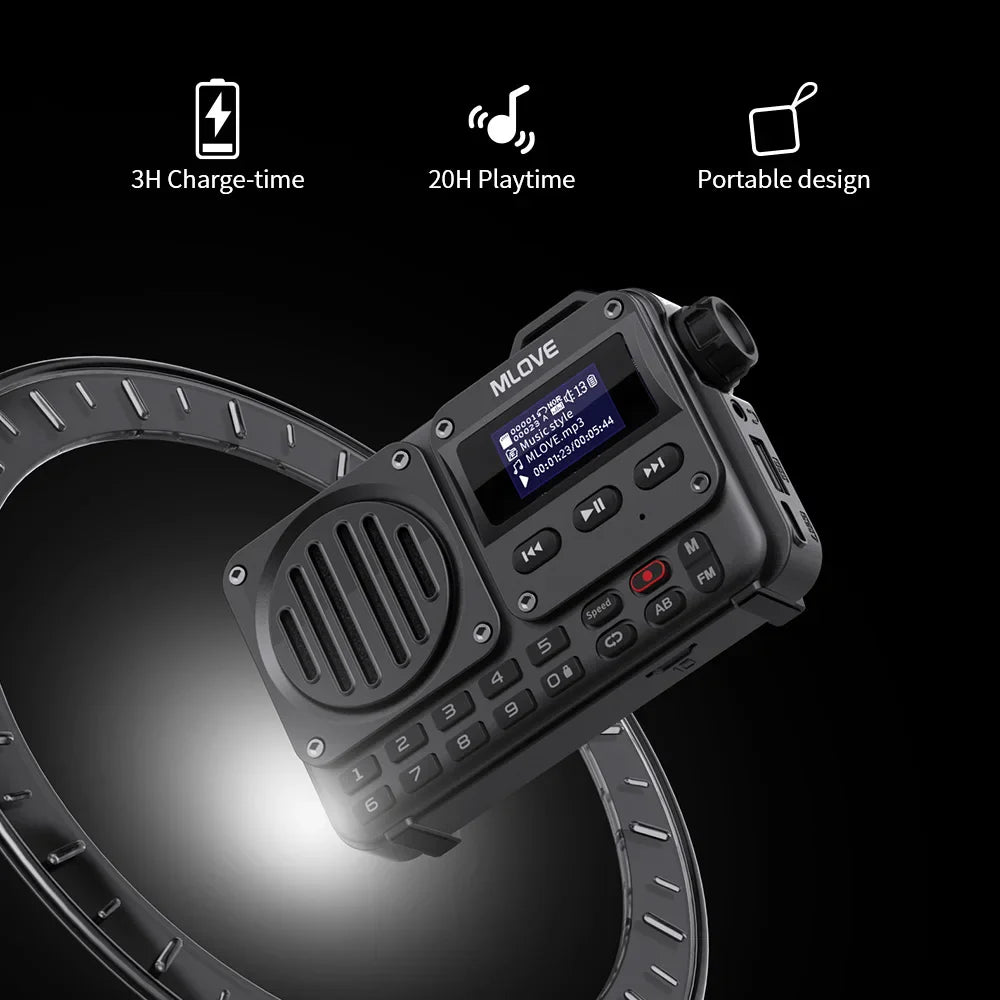 Portable Bluetooth Speaker with FM Radio, LCD Display, AUX, USB & MicroSD Playback — 8W, 20‑Hour Battery