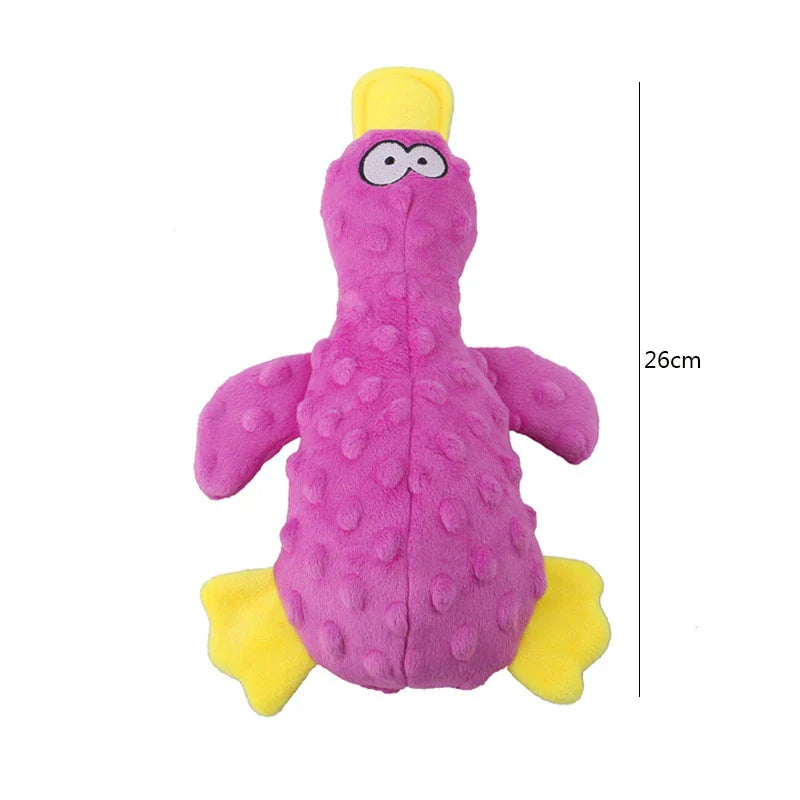 Plush Duck Squeaky Dog Toy with Chew Rope – Bite-Resistant Dental Cleaning Pet Toy