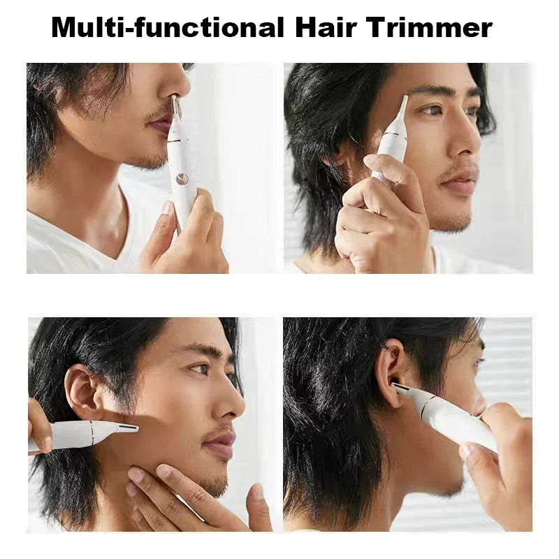 Electric Nose, Ear & Eyebrow Hair Trimmer for Men — Waterproof Battery-Operated Painless Groomer