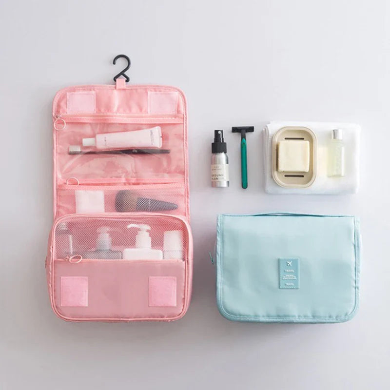 Double-Layer Waterproof Travel Toiletry & Makeup Bag - Hanging Handheld Dopp Kit for Men & Women