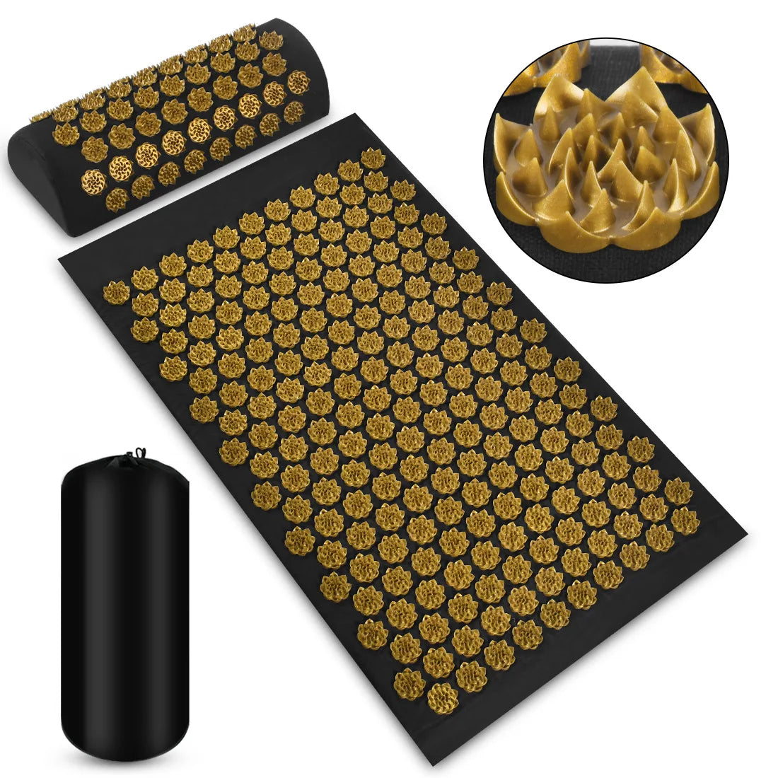 Shiatsu Acupressure Mat & Neck Pillow - Spike Massage Pad for Back, Neck & Feet | Yoga Pilates Relaxation