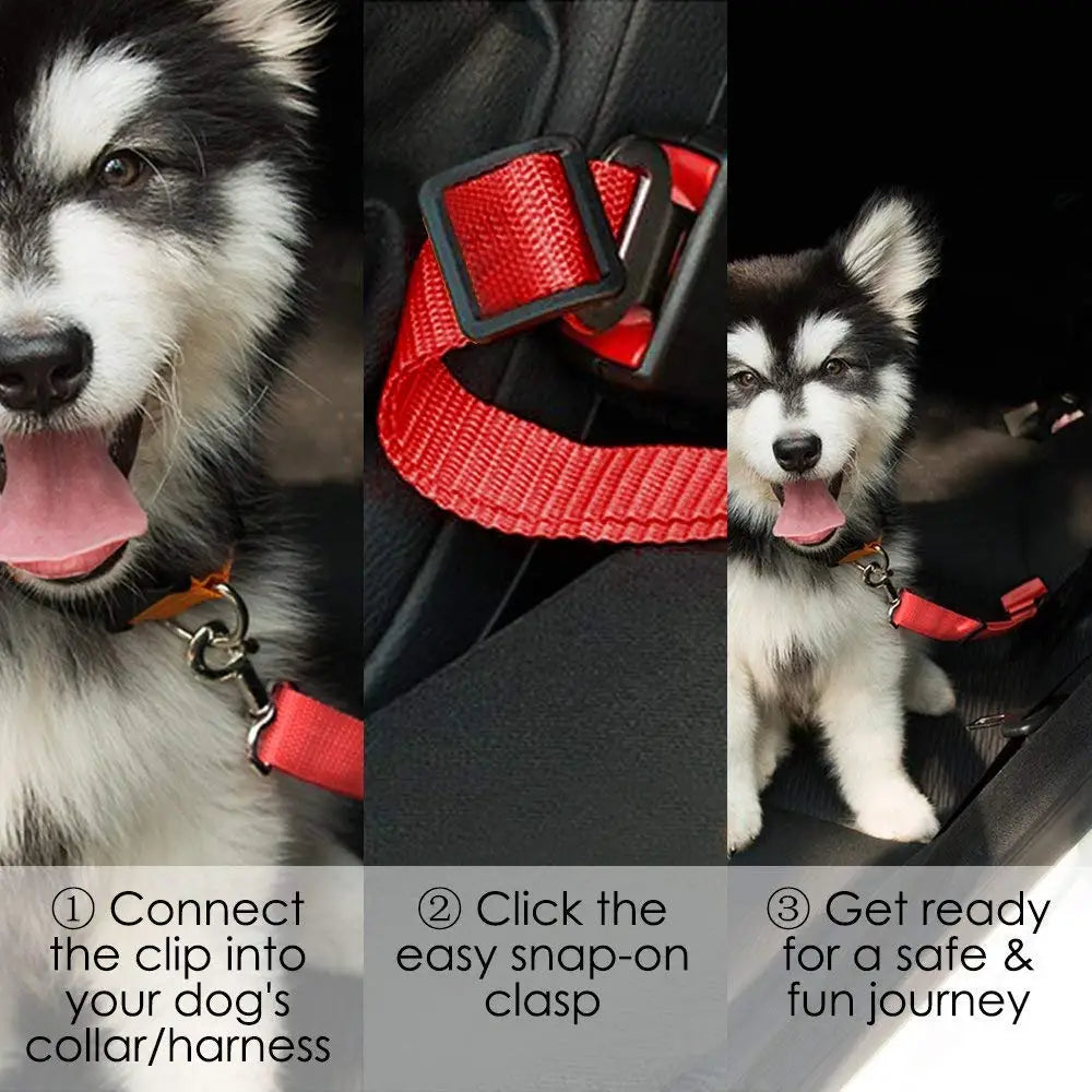 Adjustable Pet Car Seat Belt Harness for Dogs & Cats – Breakaway Travel Leash Restraint