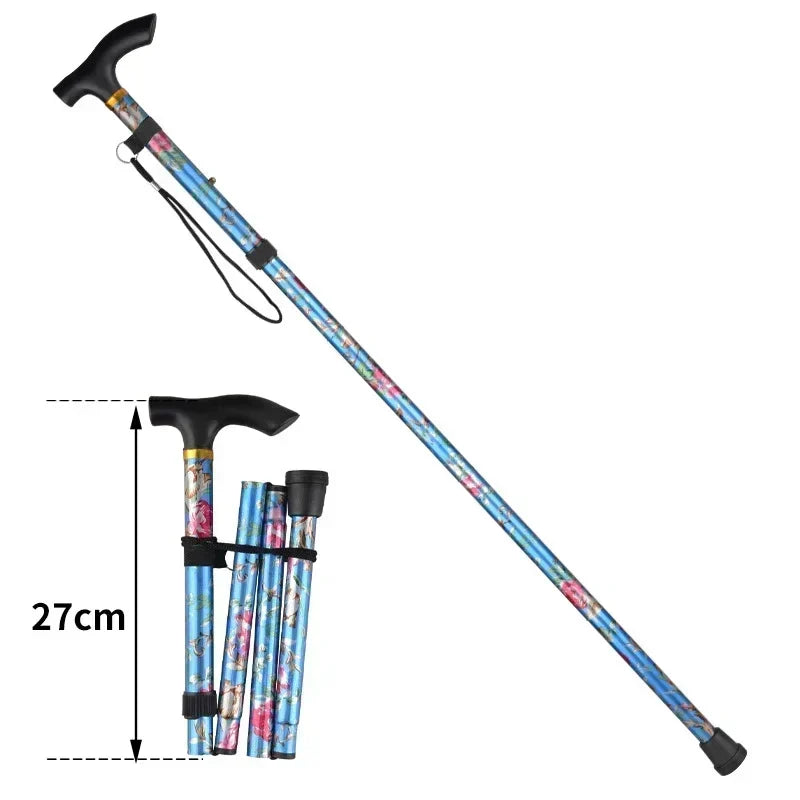 Adjustable Telescopic Trekking Poles — 5-Section Folding Hiking & Walking Stick with T-Handle and Rubber Tip, 82–92 cm (32–36 in)