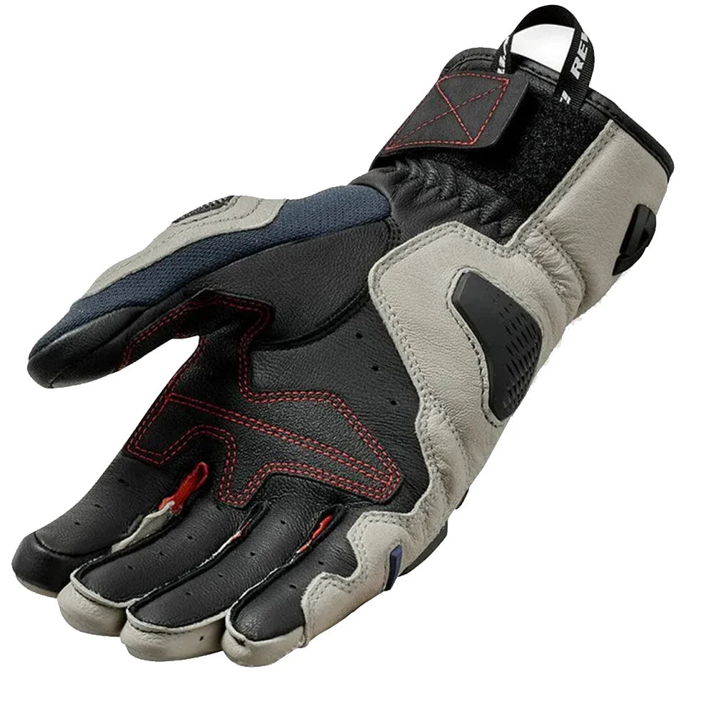 Leather Mesh Motorcycle Gloves for Men — Touchscreen Full-Finger Riding Gloves with Knuckle & Palm Protection