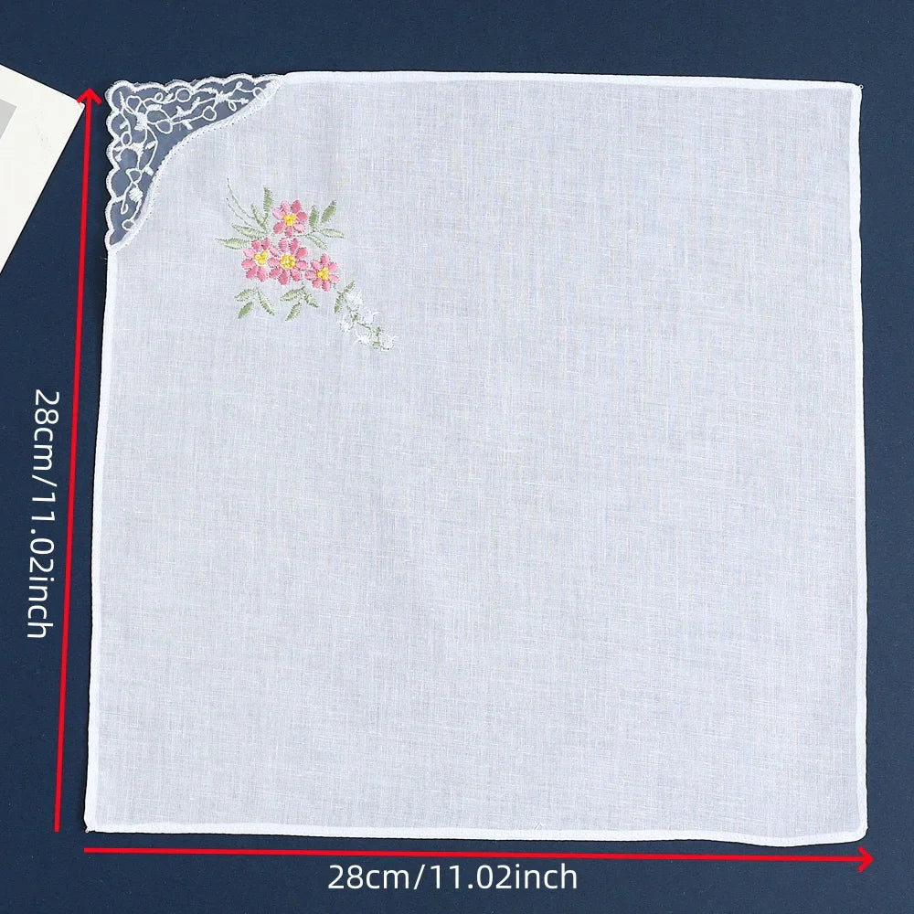 12-Pack Women's Cotton Lace Embroidered Handkerchiefs – Thin Soft Bridal & Mother's Day Gifts