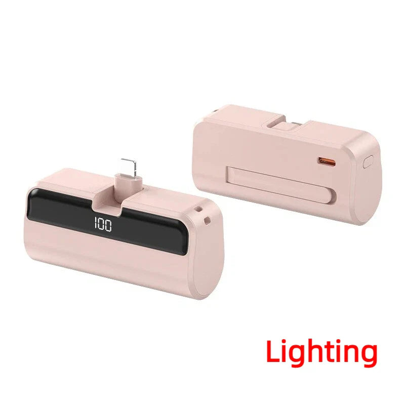 50000mAh Mini Capsule Power Bank – Portable Wireless Fast Charging with Digital Display, USB-A / USB-C / Lightning