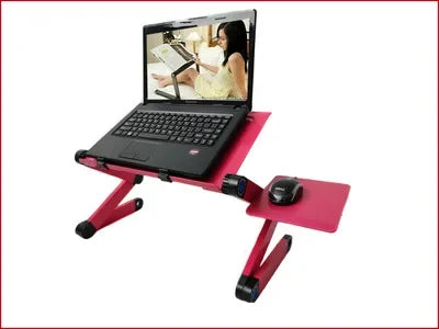 Adjustable Foldable Laptop Lap Desk 53 x 26 x 4 cm (20.9 x 10.2 x 1.6 in) - Portable Ergonomic Bed & Sofa Laptop Stand with Mouse Pad and Cooling Vents