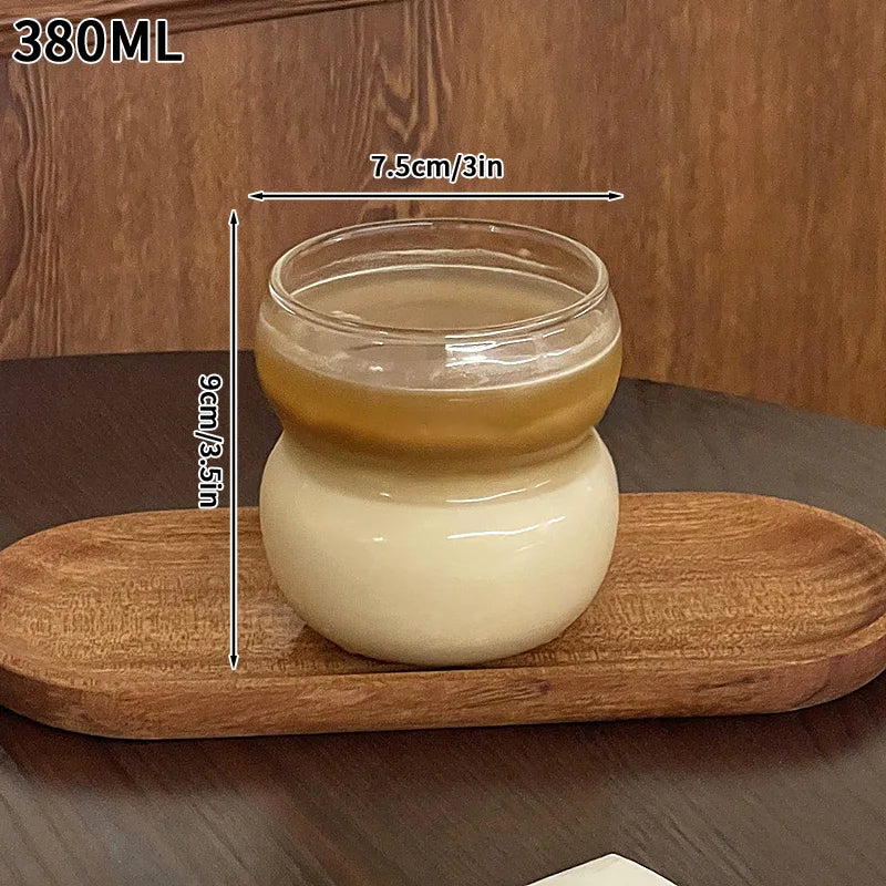 Wave Ripple Glass Tumbler - Transparent Iced Coffee & Milk Tea Cup, 280 ml (9.5 fl oz) & 530 ml (18 fl oz)