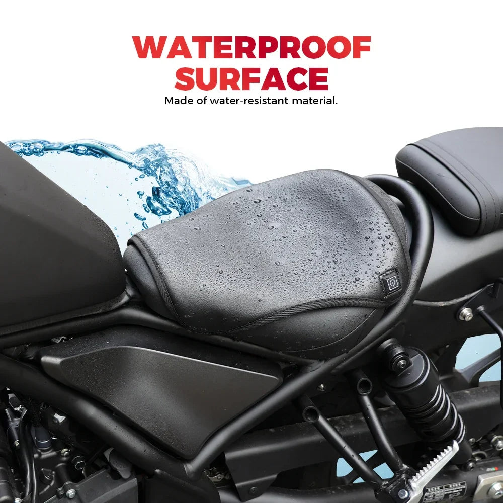 12V Universal Heated Motorcycle Seat Cushion - Waterproof Electric Heating Pad Mat 335x360mm (13.2x14.2in) with 3 Heat Settings