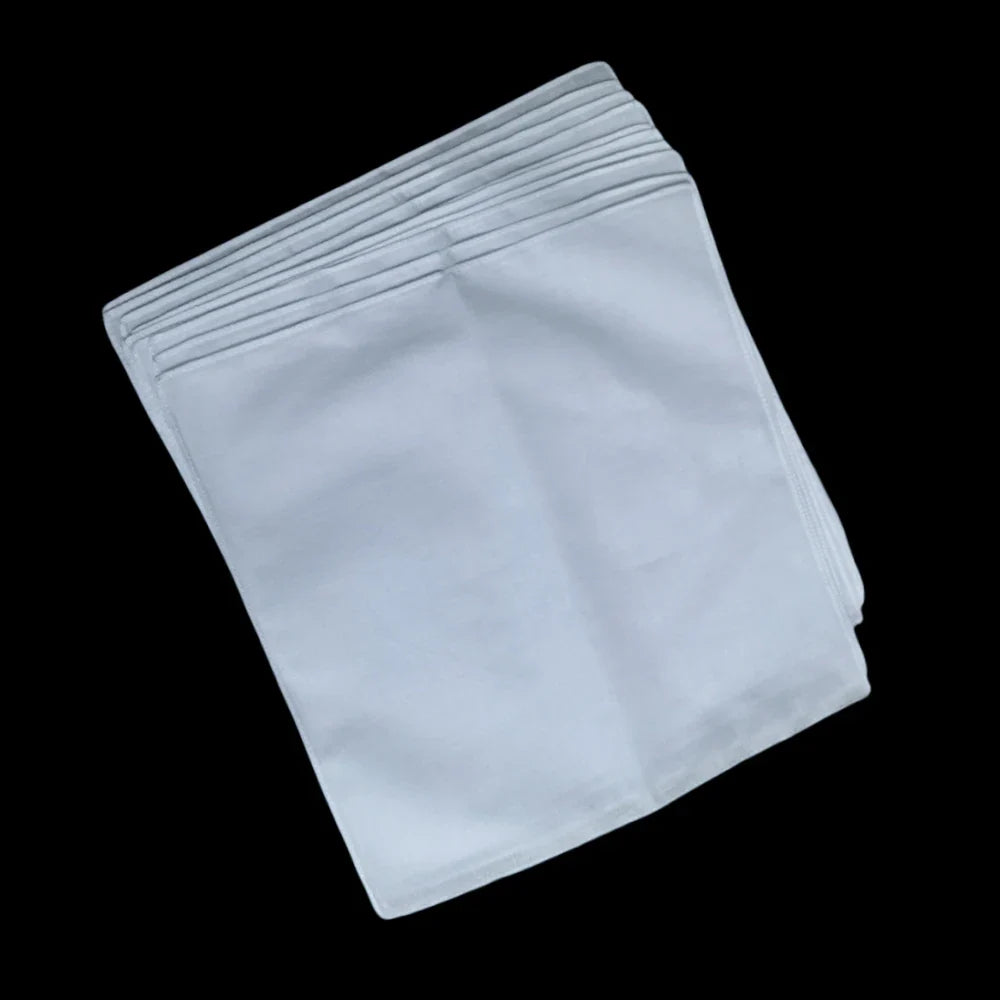 10-Pack 100% Cotton White Handkerchiefs 11 x 11 in (28 x 28 cm) Soft Washable Pocket Squares DIY