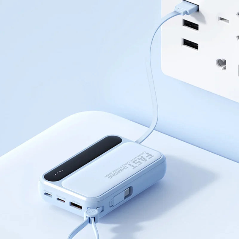 50000mAh 4-in-1 Power Bank Built-in Cables, 120W Fast Charging Digital Display & LED Light
