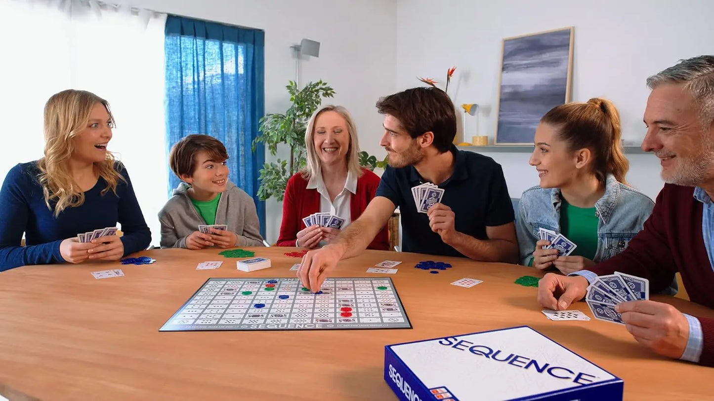 Sequence Family Strategy Board Game - Five-in-a-Row Game for 2+ Players, Ages 7+