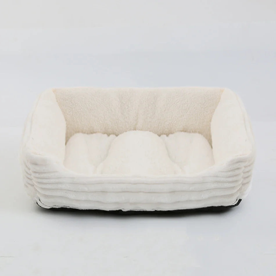 Plush Square Pet Bed for Dogs & Cats, Calming Kennel Sofa Cushion in Multiple Sizes (XS-XXL)