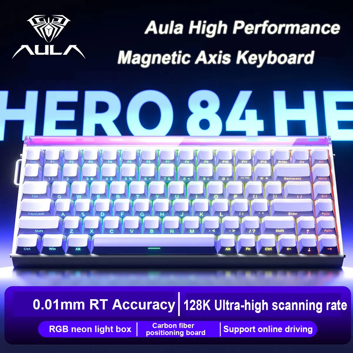 84-Key Magnetic Hot-Swap Wired Mechanical Gaming Keyboard, RGB Music Reactive, 8K (8000Hz) Polling, PBT Keycaps