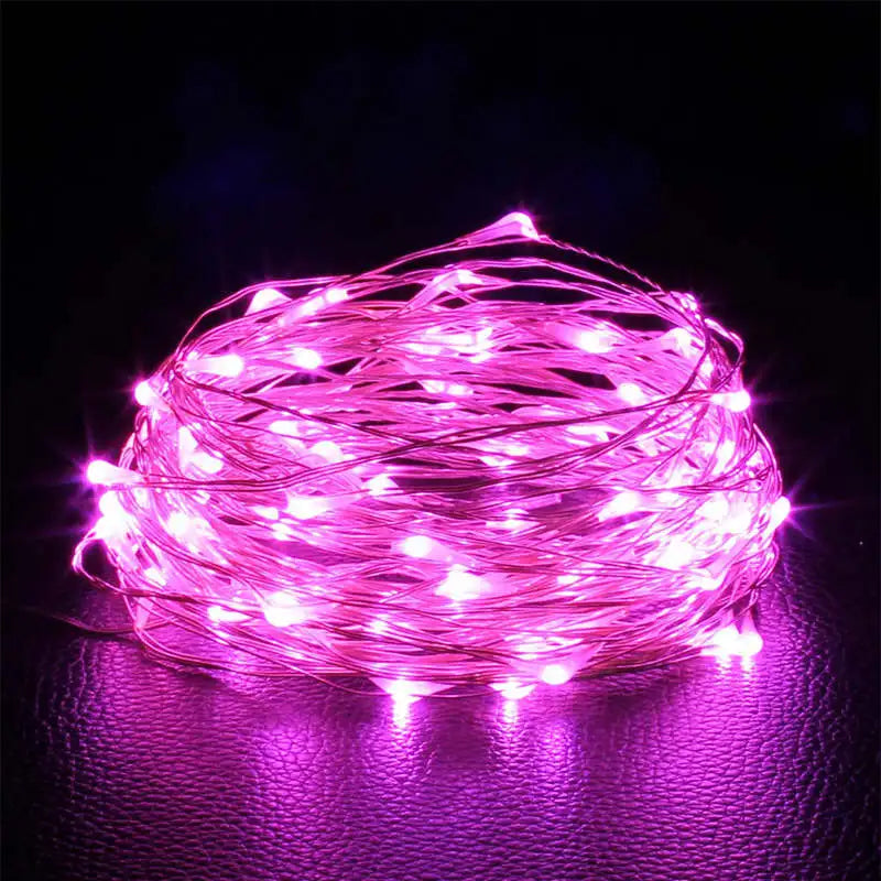 1-Pack Fairy LED Copper Wire String Lights — Battery Powered, 1/2/3/5/10M (3.3/6.6/9.8/16.4/32.8 ft) for Bedroom, Garden, Party and Wedding Decor