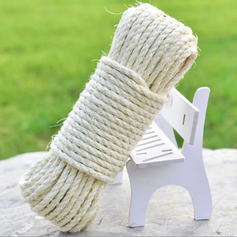 Natural Sisal Cat Scratching Rope for Cat Trees and Posts — 4mm/6mm x 10/20/50m (33/66/164ft)