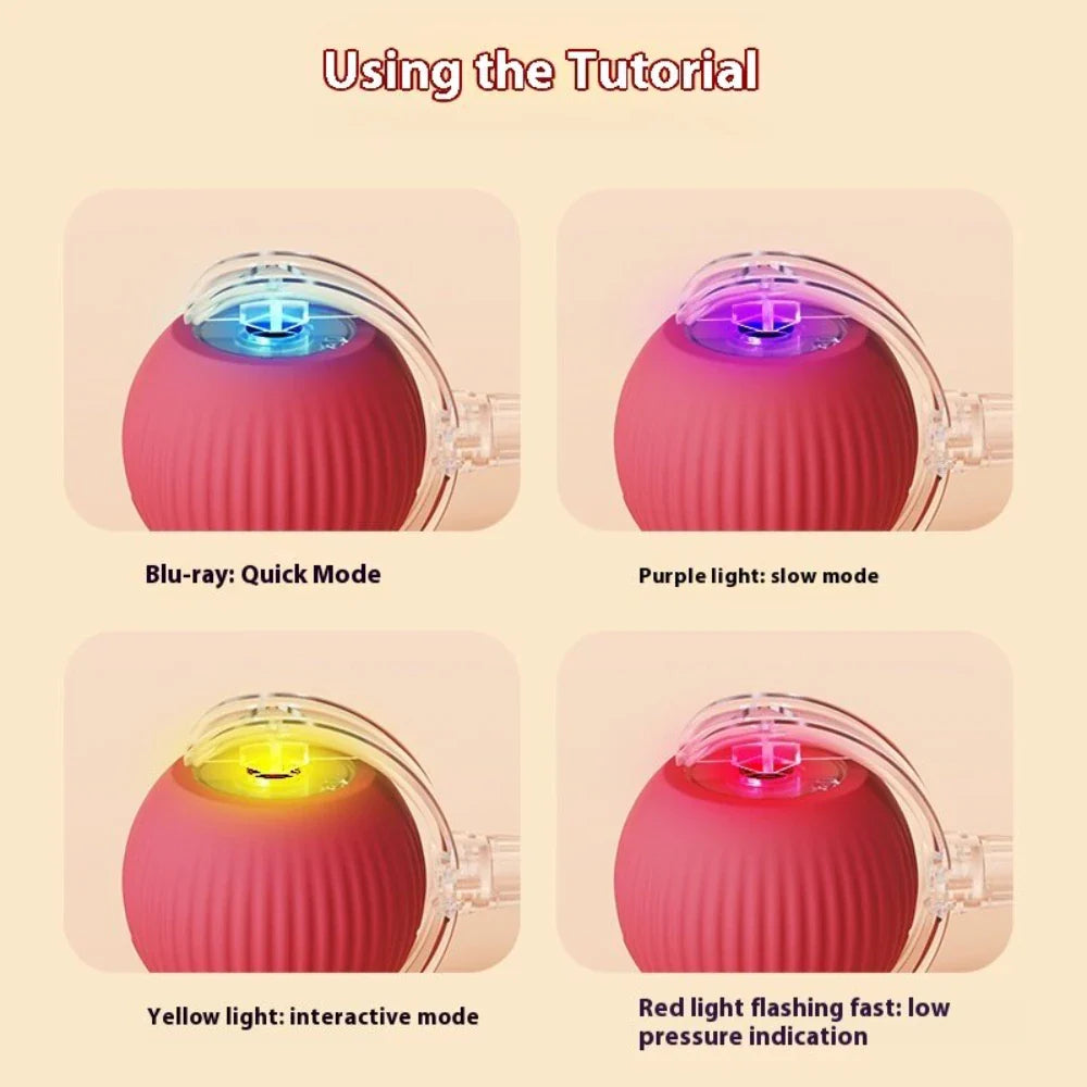 USB Rechargeable Smart Rolling Cat Ball Toy with Tail Lamp – Interactive Automatic Motion Toy for Cats & Small Dogs