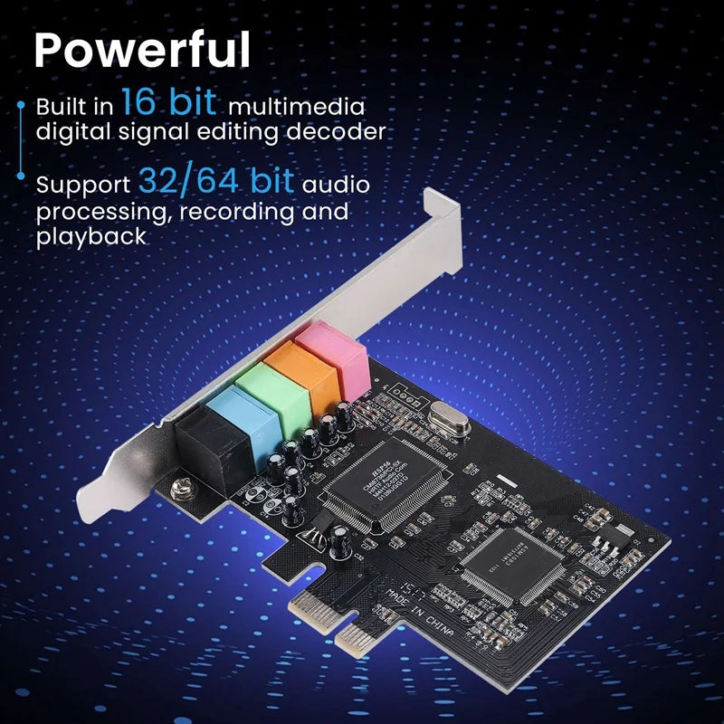 PCIe x1 4.1/6-Channel 24-Bit 3D Audio PCI Express Sound Card for PC EAX A3D DirectSound