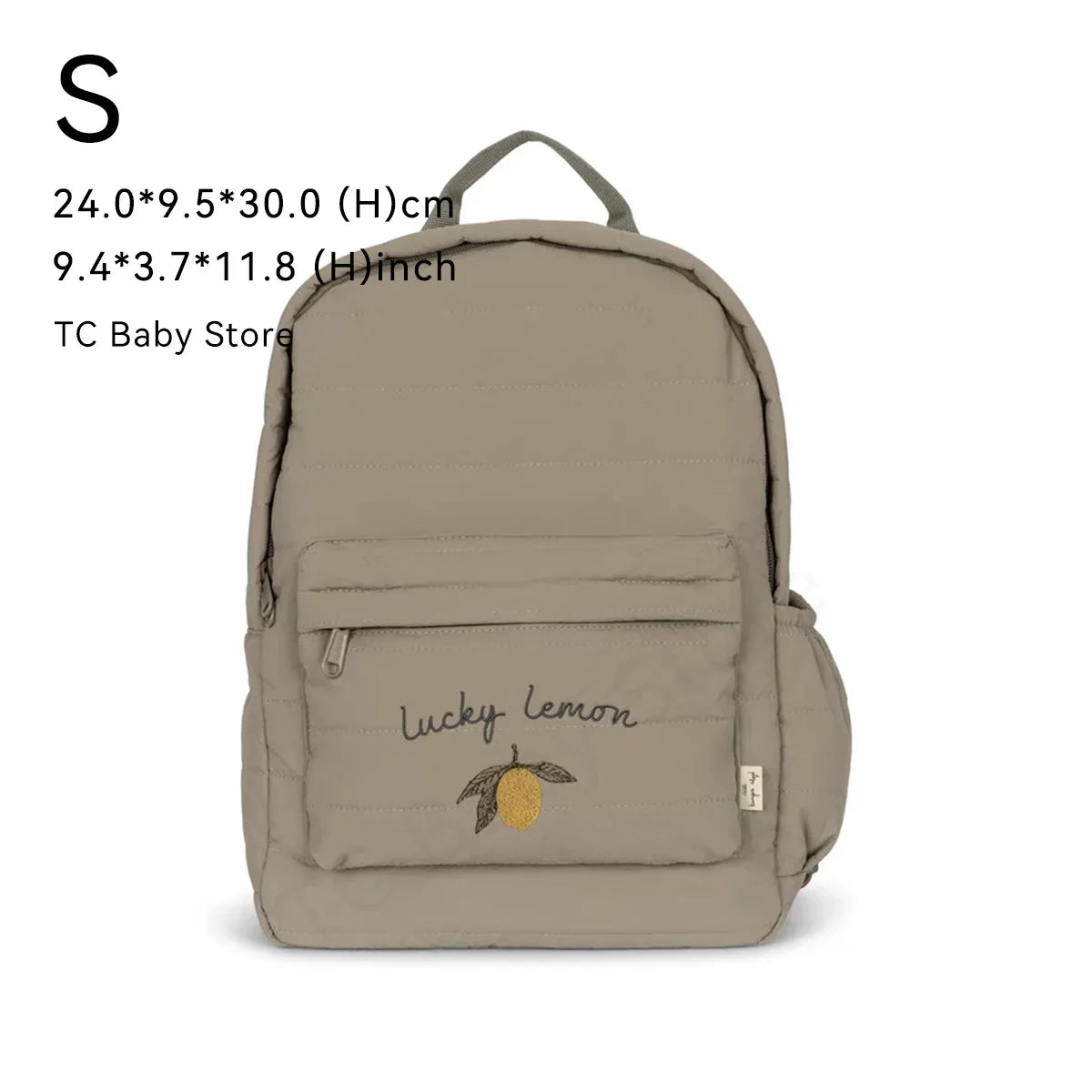 Kids Cotton Backpack (S/L) – Kindergarten & Travel Schoolbag for Toddlers, Children and Moms, Waterproof Geometric Cherry Lemon