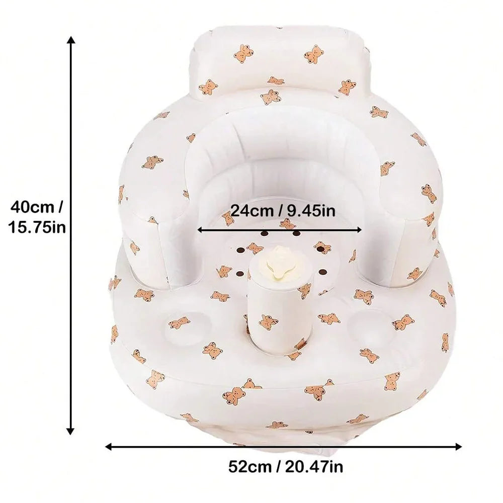 Portable Inflatable Baby Seat — PVC Infant Sofa & Bath Stool, Multifunctional Learning/Sitting Practice Chair (57×48×35 cm / 22.4×18.9×13.8 in)