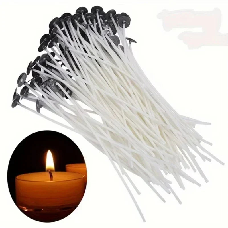 Smokeless Soy-Waxed Cotton Candle Wicks for DIY Candle Making – 30 or 100 Pack (10 cm / 3.94 in)