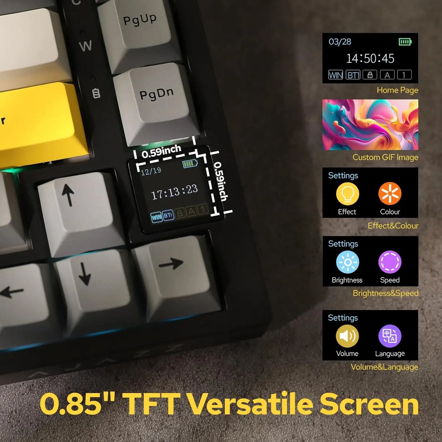 75% Hot-Swappable Mechanical Keyboard — Bluetooth 5.1, 2.4G Wireless & Wired USB-C, PBT Keycaps, RGB, Gasket Mount, Metal Volume Knob
