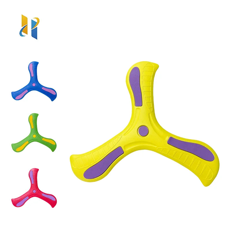 Soft Foam Boomerang Flying Disc for Kids & Adults - 9 x 9 in (23 x 23 cm) Three-Leaf Outdoor Throwing Toy, Unisex