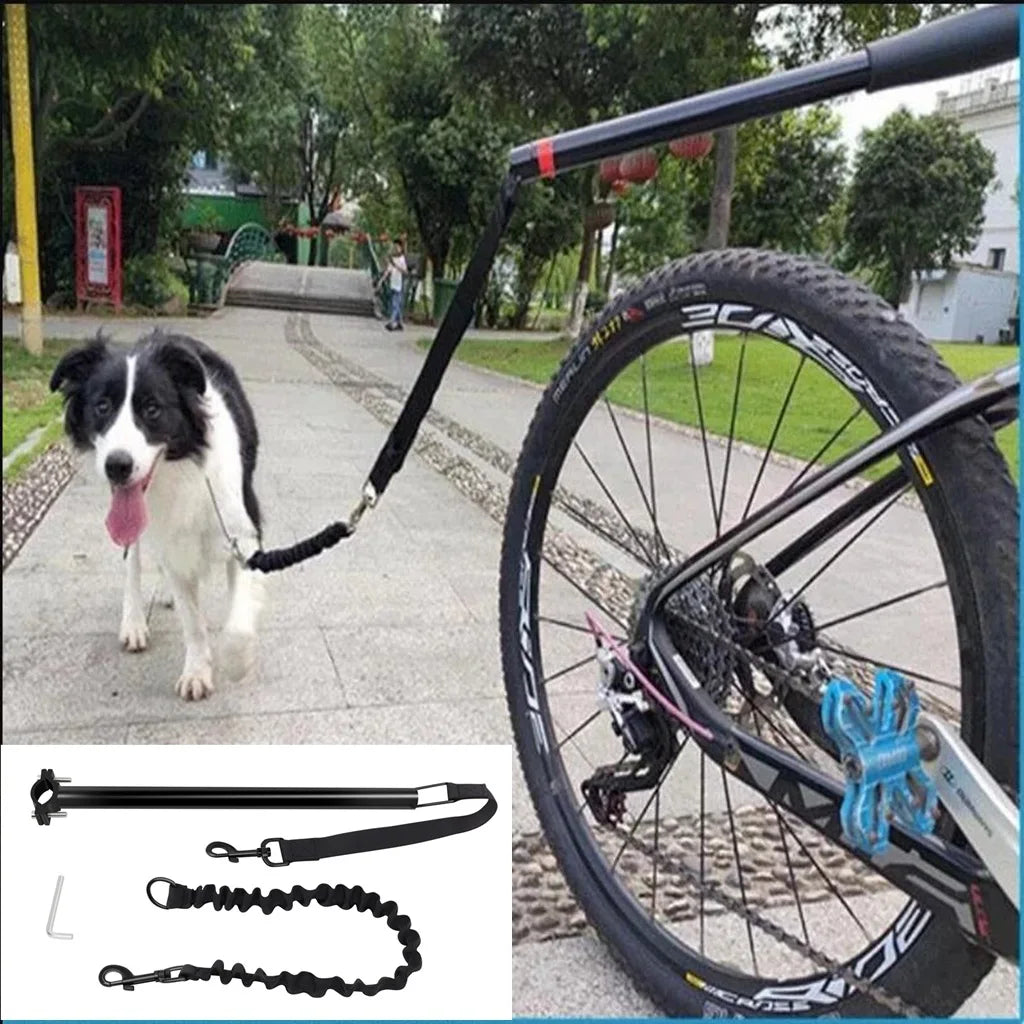 Removable Elastic Bicycle Dog Leash — Stainless Steel Bike Leash for Hands-Free Cycling & Walking