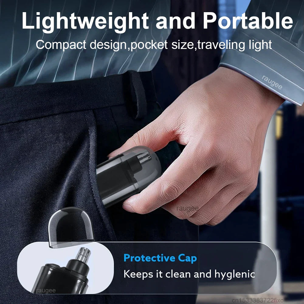 USB Rechargeable Mini Nose Hair Trimmer – Portable Electric Nose & Ear Hair Remover with LED Display, IPX7 Waterproof
