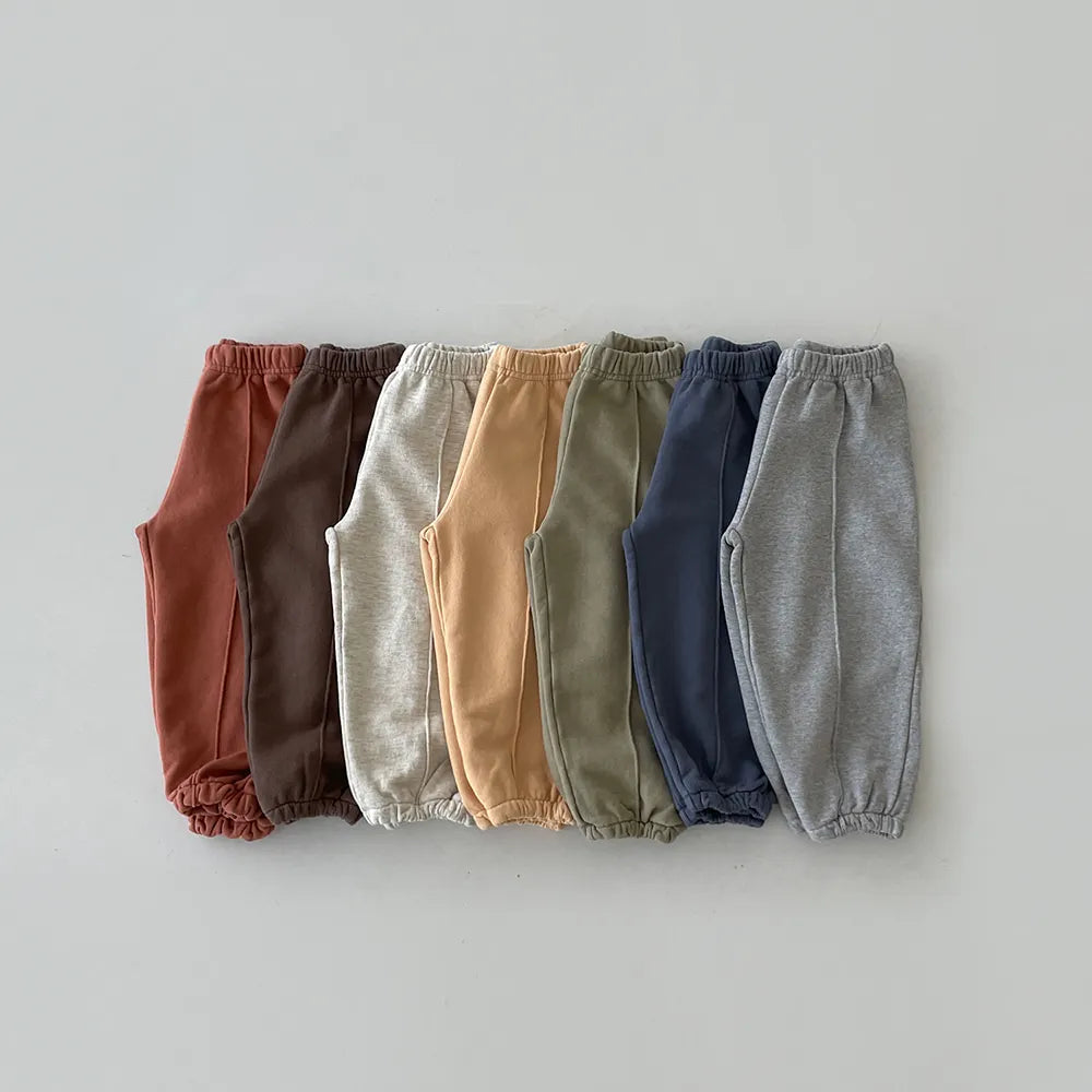 Baby Boy Sweatpants Toddler Jogger Pants - Elastic Waist Sporty Solid Color Full-Length Trousers