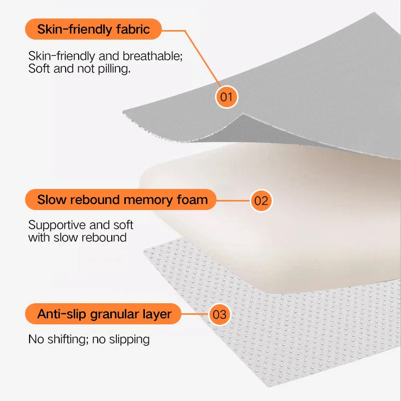 Ergonomic Memory Foam Seat Cushion for Office & Student Seating — Hemorrhoid Relief & Anti-Decubitus Support