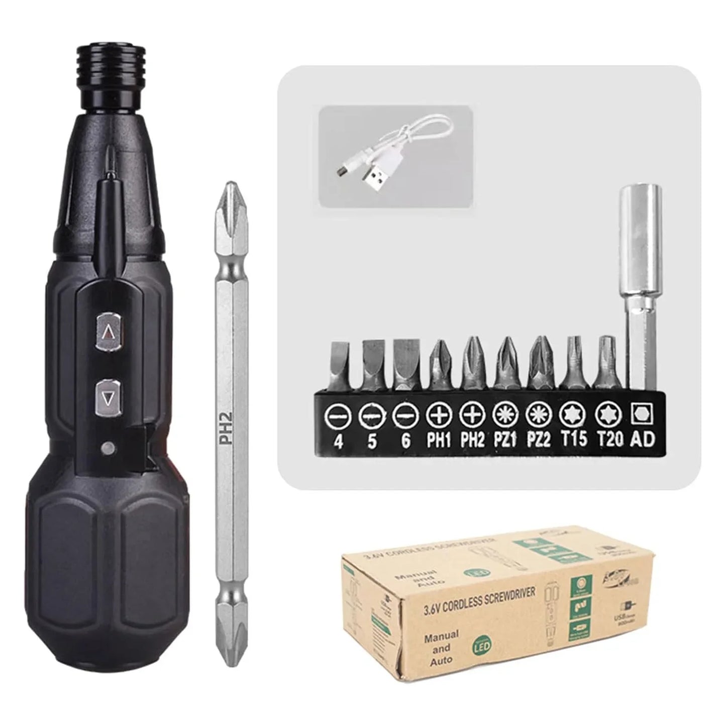 Rechargeable Cordless Electric Screwdriver Set – Portable Quick Repair Tool for Home & Electronics