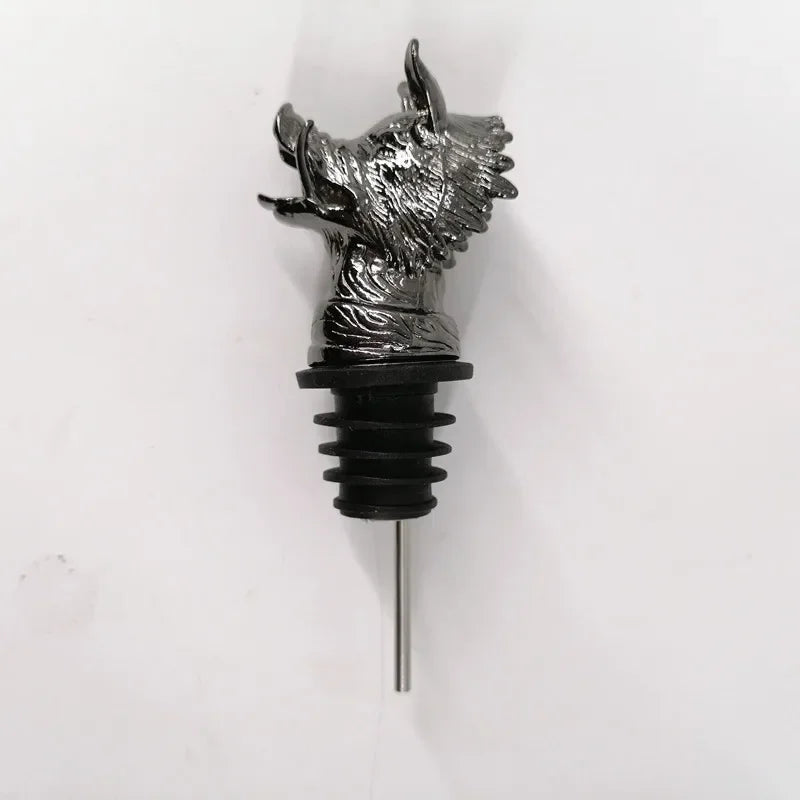 Zinc Alloy Animal Head Wine Pourer - Decorative Bottle Pour Spout & Stopper (Deer, Elk, Lion, Leopard, Wolf, Eagle, Dragon)