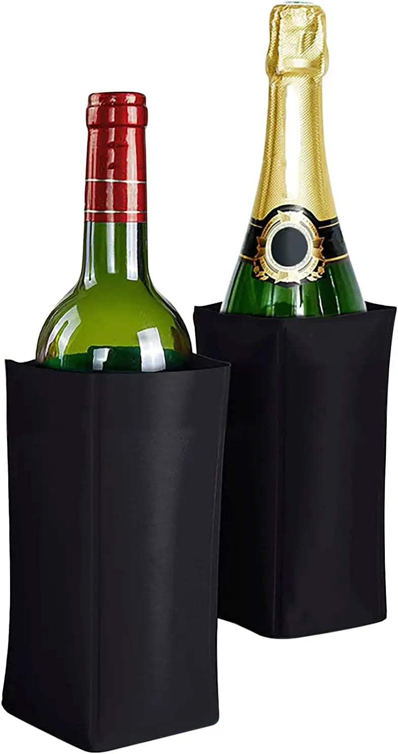Reusable Iceless Bottle Cooler Sleeve - Freezer-Activated Gel Chiller for Wine, Champagne & Beer (Foldable, Portable)