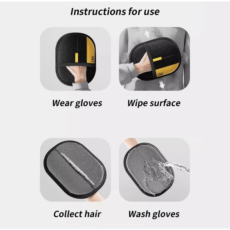 Electrostatic Pet Grooming Glove for Dogs & Cats – Reusable Washable Bidirectional Shedding & Massage Glove, 24×16 cm / 24×26 cm (9.45×6.30 in / 9.45×10.24 in)