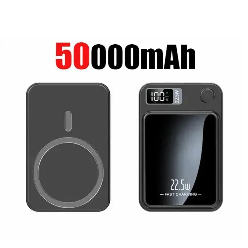 Magnetic Wireless Power Bank 100000mAh / 50000mAh – 22.5W Fast Charger, Portable Power Pack with LED Display, Type-C & Qi Wireless