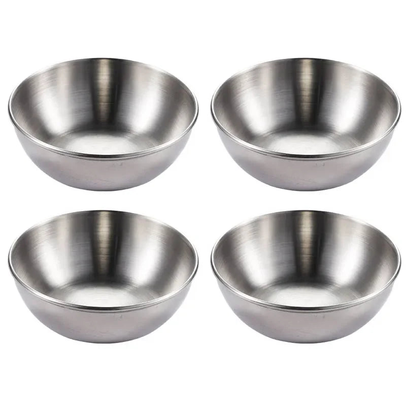 Stainless Steel Sauce & Appetizer Dishes Set — Gold or Silver Condiment Plates 8 x 8 x 3 cm (3.15 x 3.15 x 1.18 in)