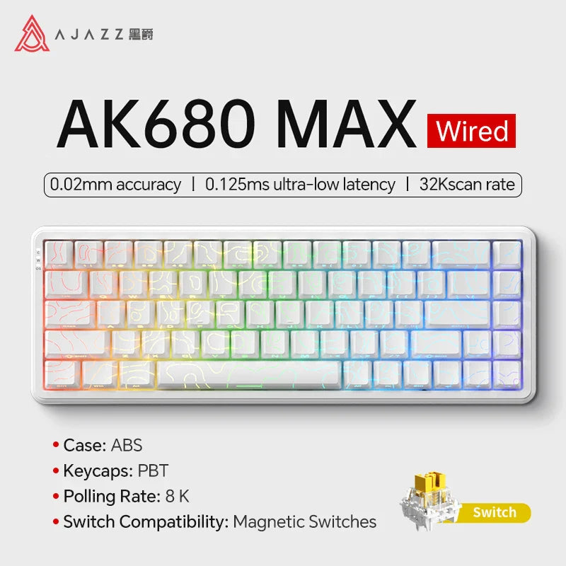 68-Key Hot-Swappable Mechanical Bluetooth & USB Compact Gaming Keyboard with RGB Backlight
