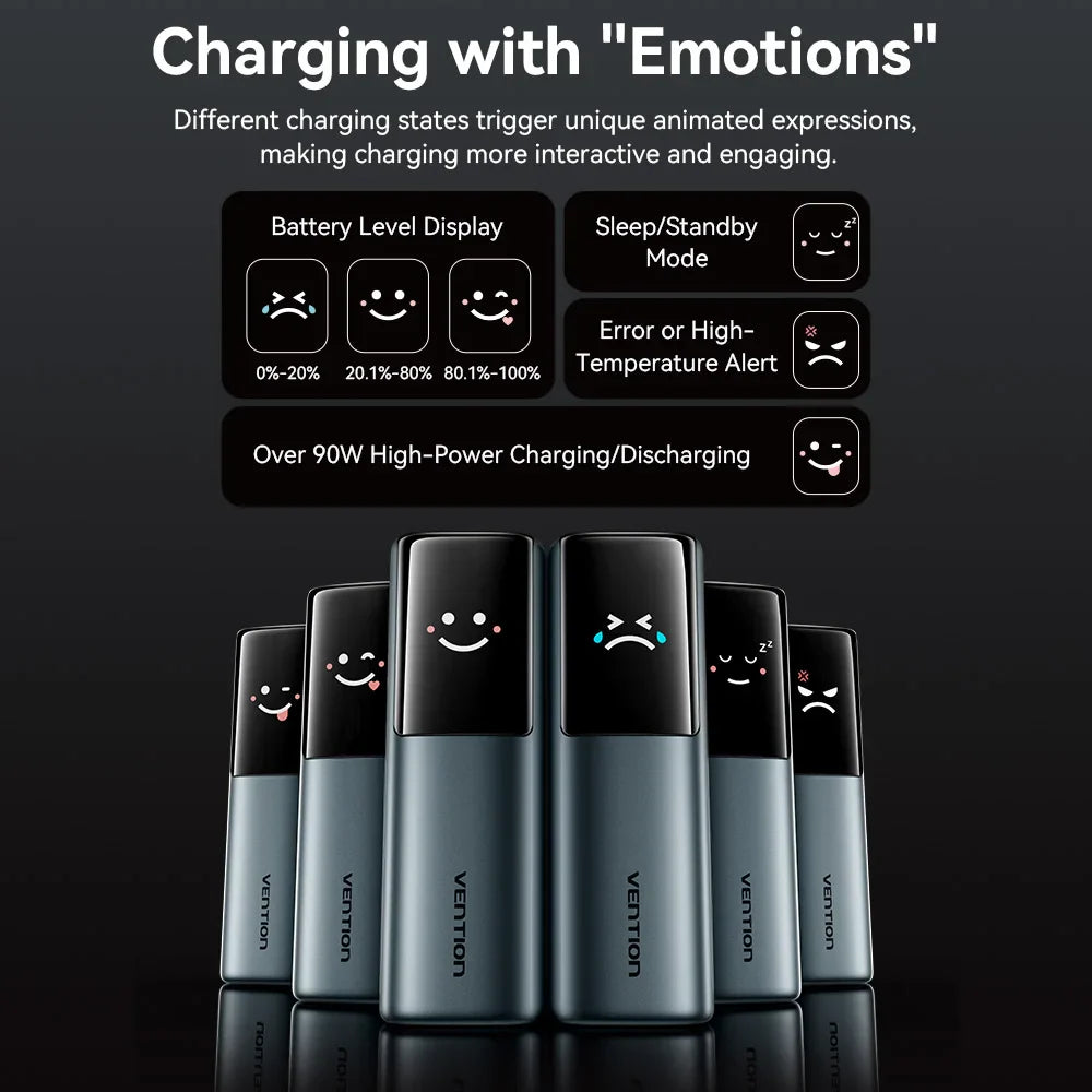 20000mAh 165W PD Power Bank with Built-in USB-C Cable – Fast Portable Charger for Laptop, Phone & Multiple Devices