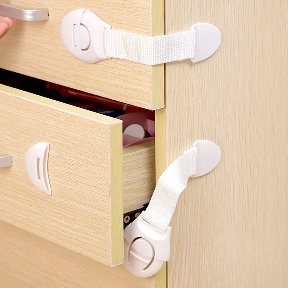 Baby Safety Drawer & Cabinet Locks — 10 or 20 Pack Adjustable Webbing Strap Latches for Childproofing