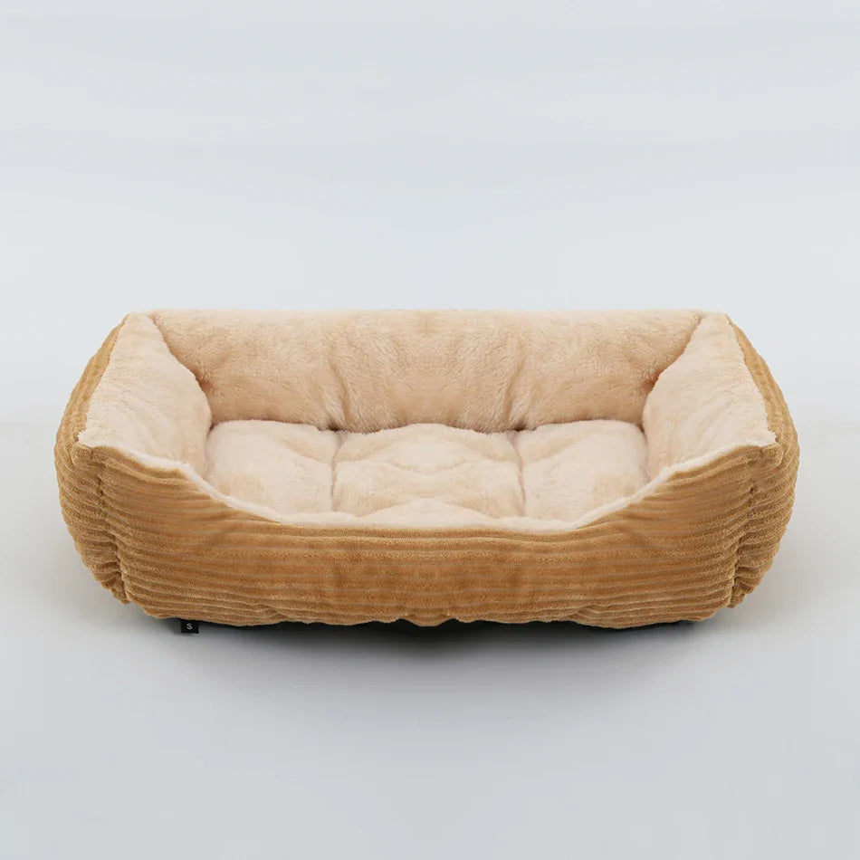 Plush Square Pet Bed for Dogs & Cats, Calming Kennel Sofa Cushion in Multiple Sizes (XS-XXL)