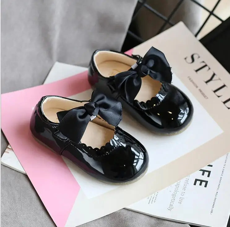 Toddler & Little Girls Patent Leather Mary Janes with Big Bow, Princess Party & School Flats