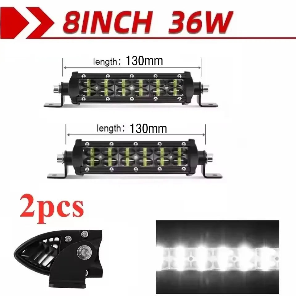 6D Lens Dual-Row LED Light Bar - Spot & Flood Combo, 8in (20cm) / 14in (36cm) / 20in (51cm), 36W/72W/120W, 12V-24V Off-Road Work Light for Truck ATV SUV