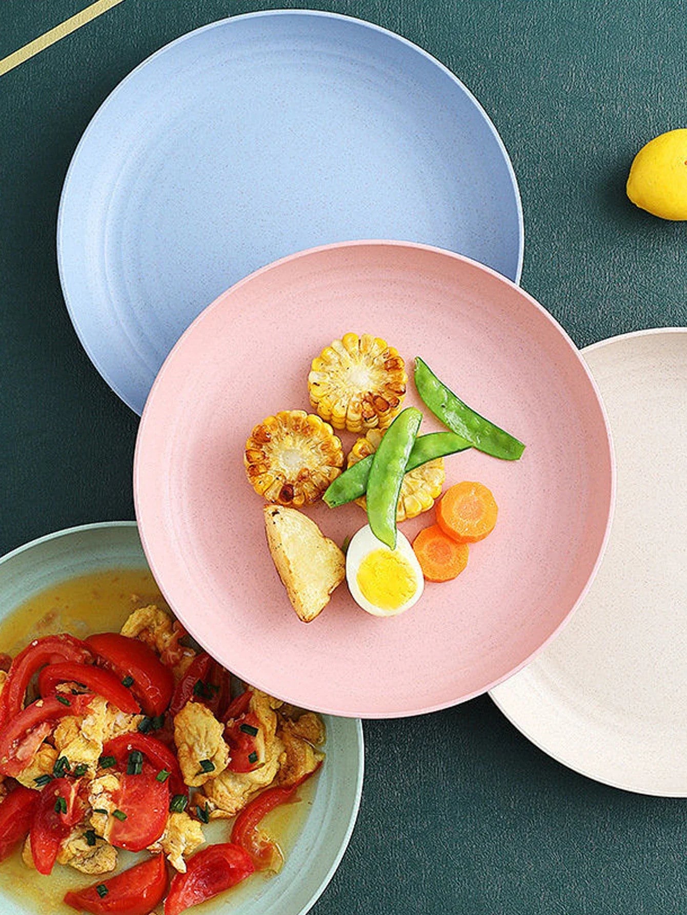 4-Pack Wheat Straw Dinner Plates – Lightweight Unbreakable Reusable, Microwave & Dishwasher Safe