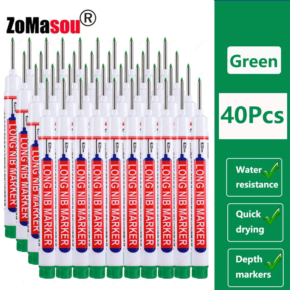 20mm Long-Head Deep Hole Marker Pens - Waterproof Fast-Dry Oil Markers for Wood, Metal & Glass (Red/Black/Blue/Green)
