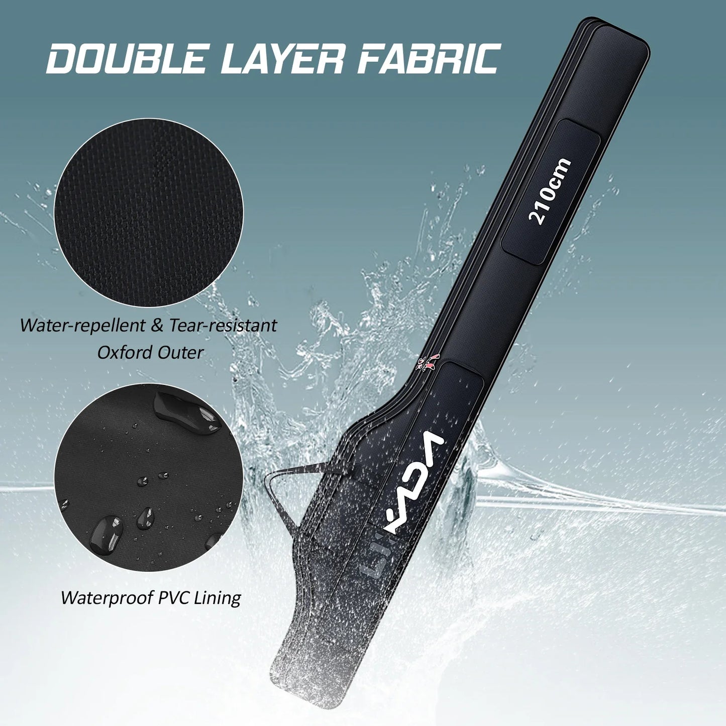 190cm (75 in / 6.2 ft) Portable Folding Fishing Rod & Reel Bag Tackle Storage Carry Case